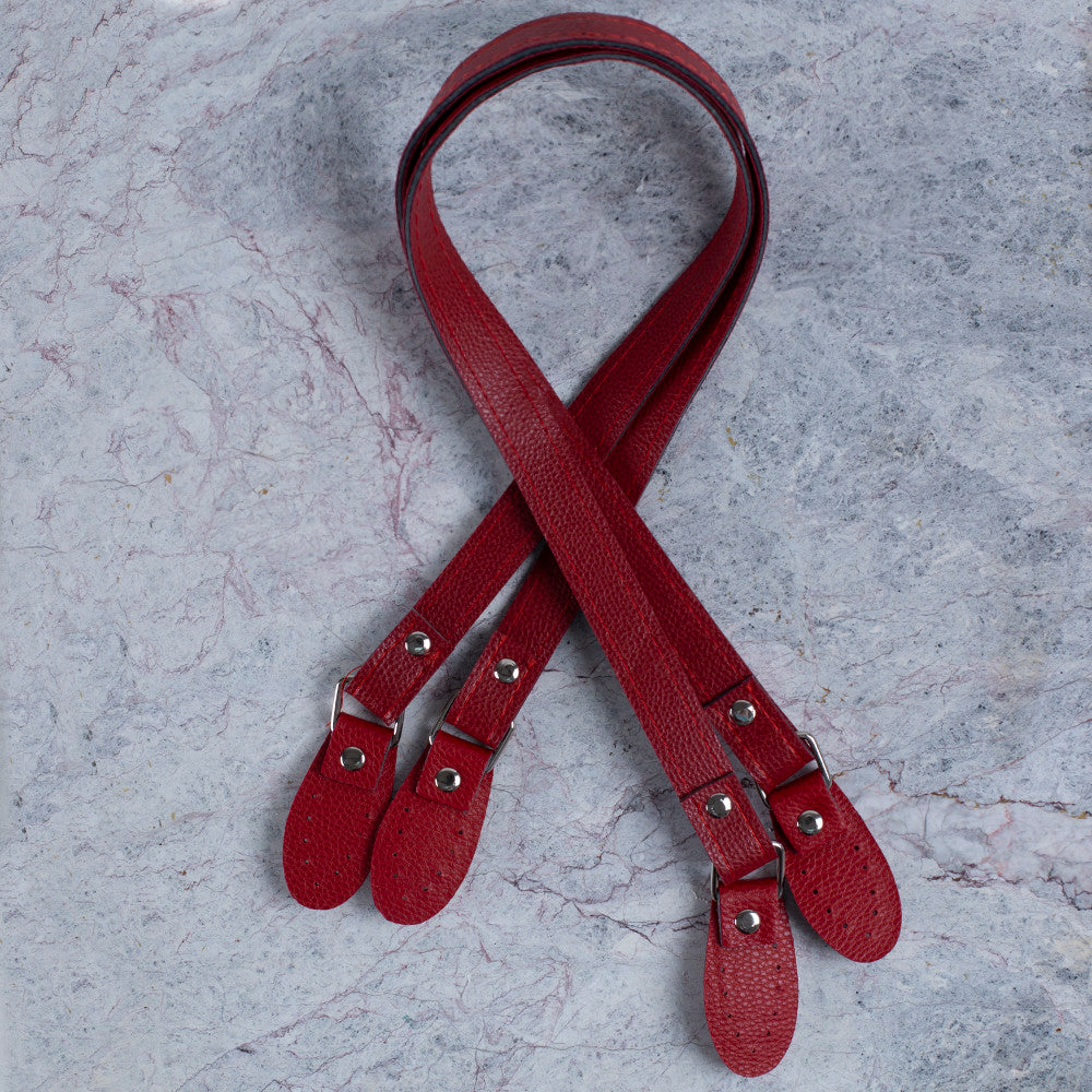 Loren Deri Çanta Sapı Çiftli Kırmızı